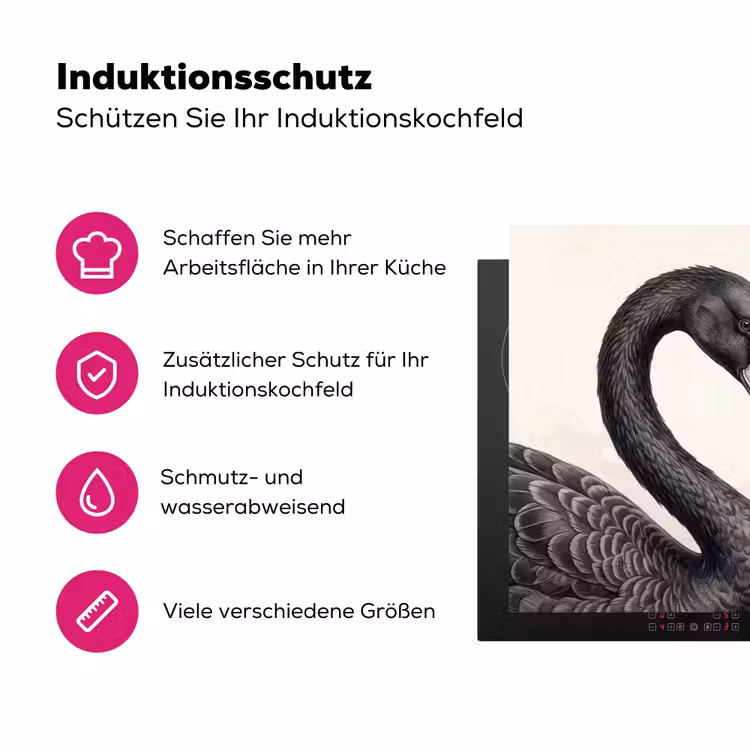 Zwanen - Hartvorm - Dieren Inductie beschermer vinyl 3mm klein -zzzzzzz-lf-ups