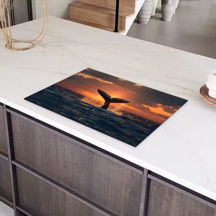 Walvis staart - Water - Zonsondergang Inductie beschermer vinyl 3mm klein -sfeer8