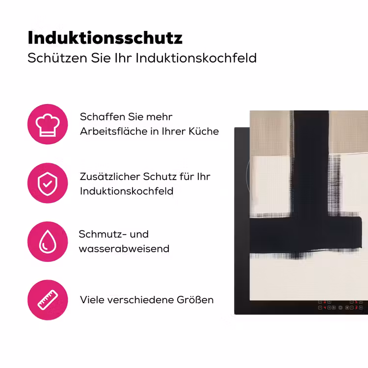 Zwart - Abstract - Japandi Inductie beschermer vinyl 3mm klein -zzzzzzz-lf-ups
