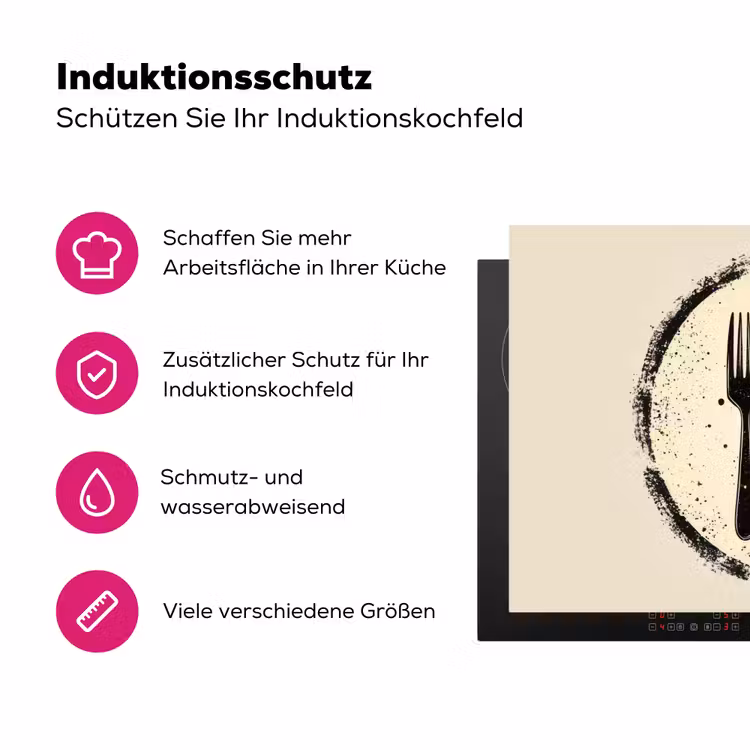 Zwart - Bestek - Rondje Inductie beschermer vinyl 3mm klein -zzzzzzz-lf-ups