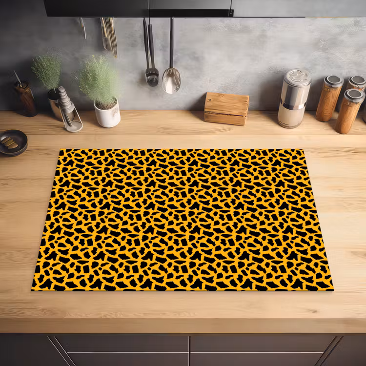 Zwart - Vlekken - Oranje - Dier Inductie beschermer vinyl 3mm klein 276 -sfeer5