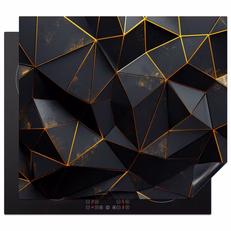 Zwart - Patroon - Goud - Structuur Inductie beschermer vinyl 3mm middel -3d