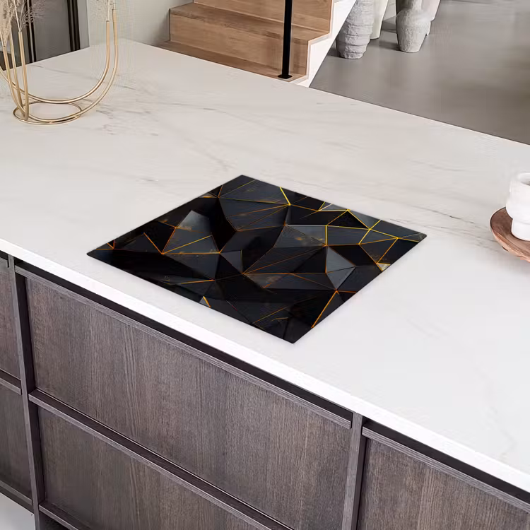 Zwart - Patroon - Goud - Structuur Inductie beschermer vinyl 3mm middel -sfeer8