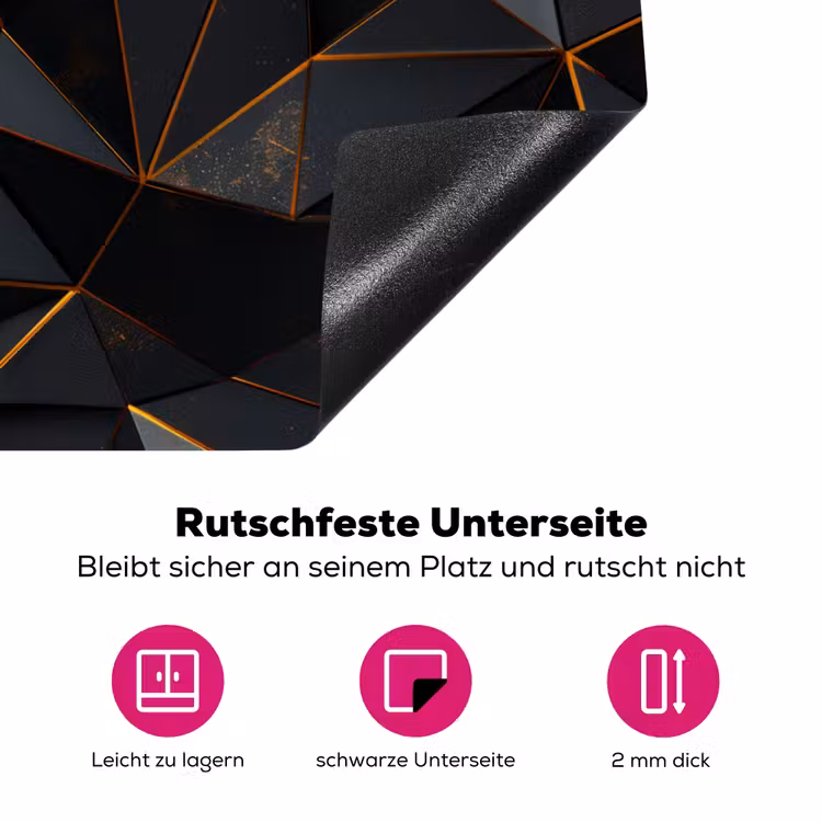 Zwart - Patroon - Goud - Structuur Inductie beschermer vinyl 3mm middel -zzzzzzz-lf-onderkant