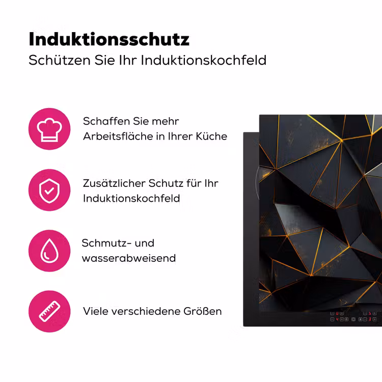 Zwart - Patroon - Goud - Structuur Inductie beschermer vinyl 3mm middel -zzzzzzz-lf-ups