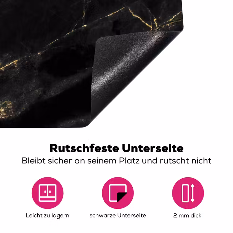Zwart - Goud - Marmer Inductie beschermer vinyl 3mm middel -zzzzzzz-lf-onderkant