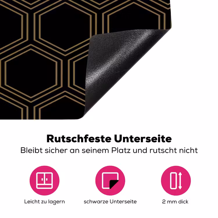 Zwart - Goud - Zeshoek Inductie beschermer vinyl 3mm klein 276 -zzzzzzz-lf-onderkant