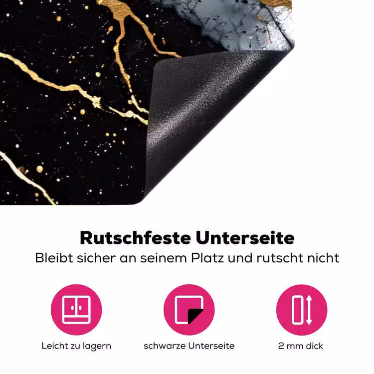 Zwart - Goud - Strepen Inductie beschermer vinyl 3mm klein -zzzzzzz-lf-onderkant