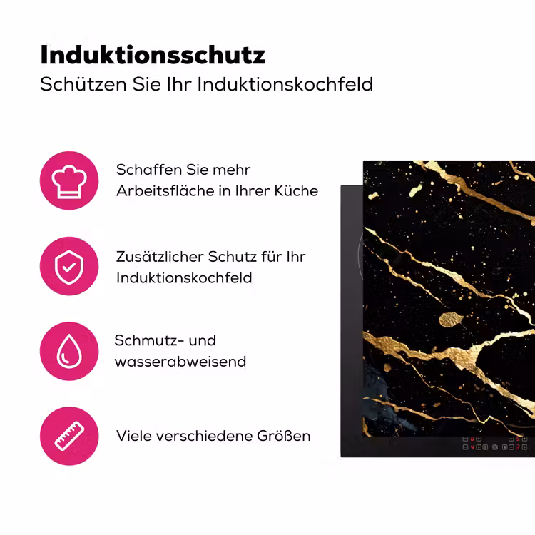 Zwart - Goud - Strepen Inductie beschermer vinyl 3mm klein -zzzzzzz-lf-ups