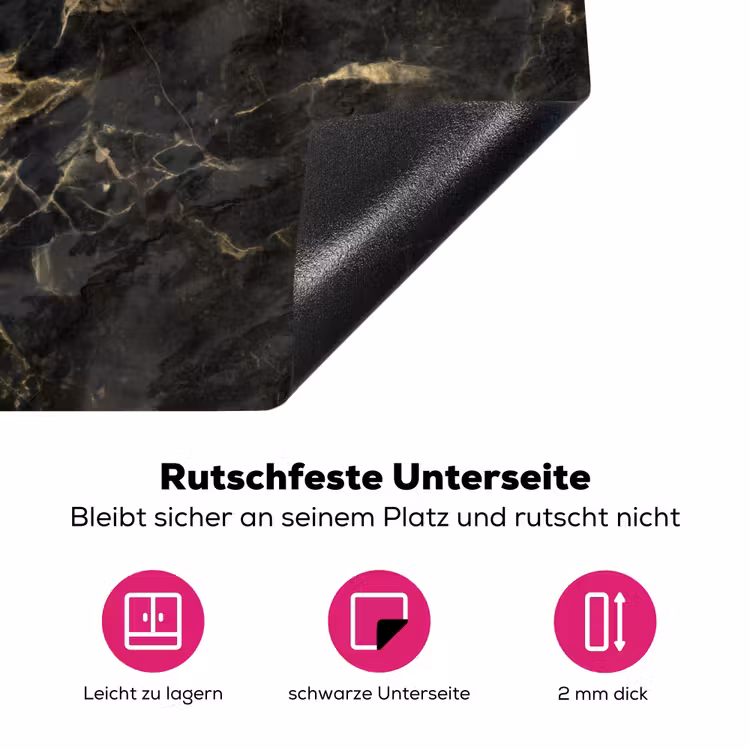 Zwart - Marmer - Goud - Nerf Inductie beschermer vinyl 3mm klein 276 -zzzzzzz-lf-onderkant