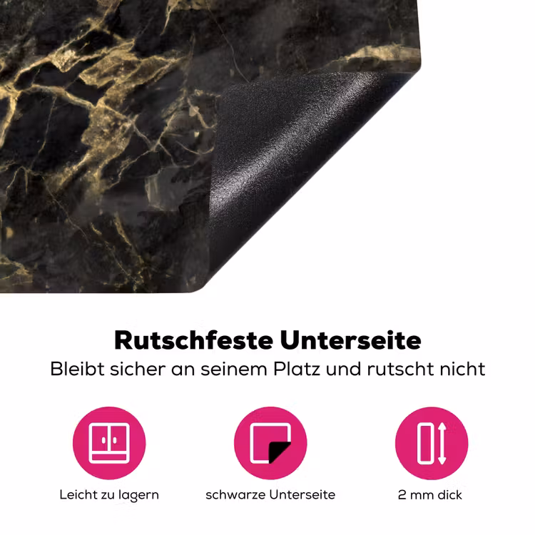 Zwart - Marmer - Goud - Nerf Inductie beschermer vinyl 3mm middel 274 -zzzzzzz-lf-onderkant