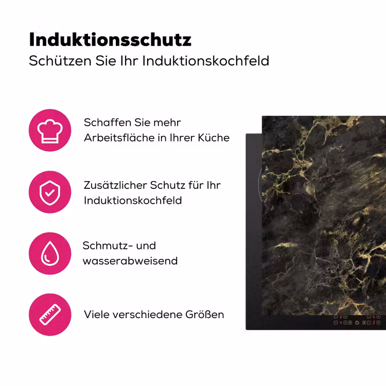 Zwart - Marmer - Goud - Nerf Inductie beschermer vinyl 3mm middel 274 -zzzzzzz-lf-ups