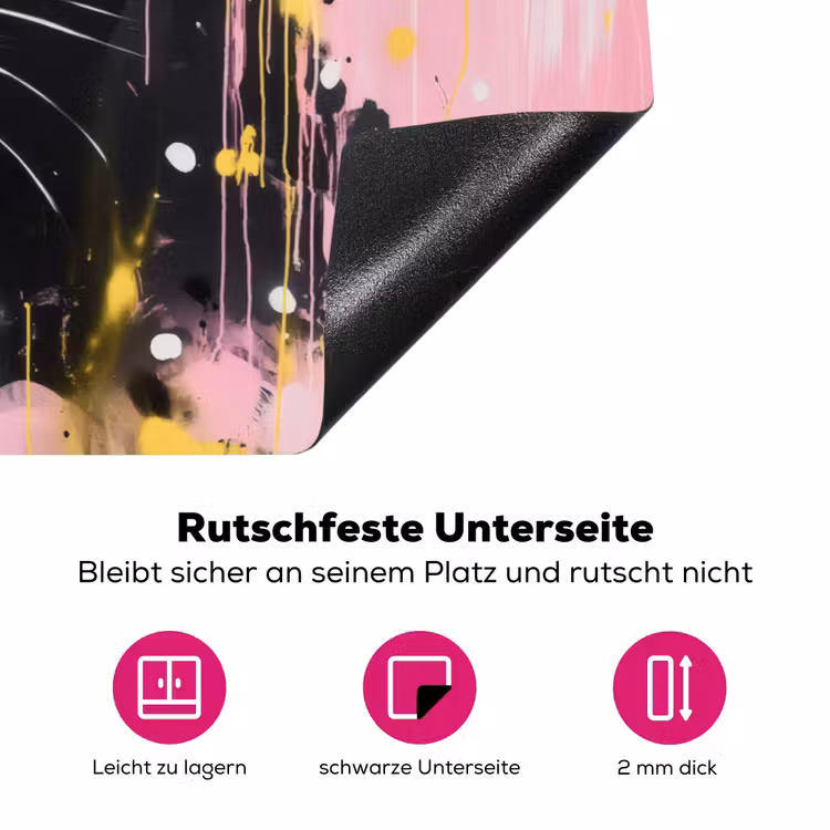 Zwart - Panter - Roze - Abstract Inductie beschermer vinyl 3mm klein -zzzzzzz-lf-onderkant