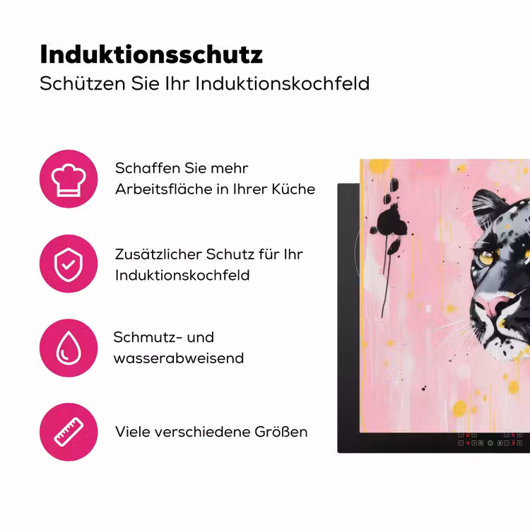 Zwart - Panter - Roze - Abstract Inductie beschermer vinyl 3mm klein -zzzzzzz-lf-ups