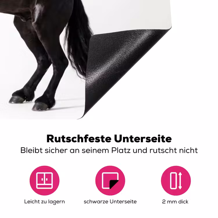 Zwart - Paard - Portret Inductie beschermer vinyl 3mm klein -zzzzzzz-lf-onderkant