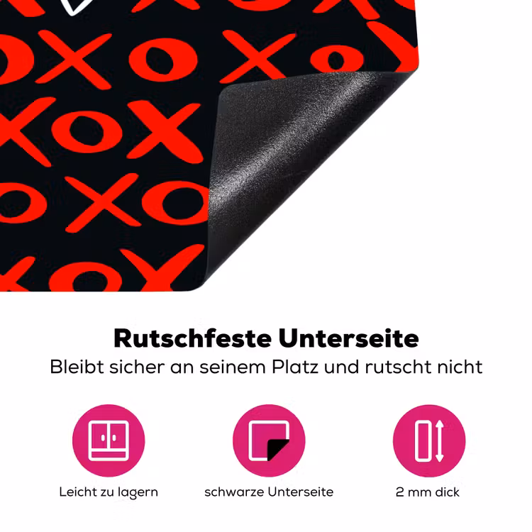 Zwart - Rood - Contrast - Liefde Inductie beschermer vinyl 3mm klein 276 -zzzzzzz-lf-onderkant