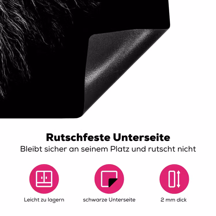 Zwart Wit - Leeuw - Kop - Dieren Inductie beschermer vinyl 3mm klein -zzzzzzz-lf-onderkant