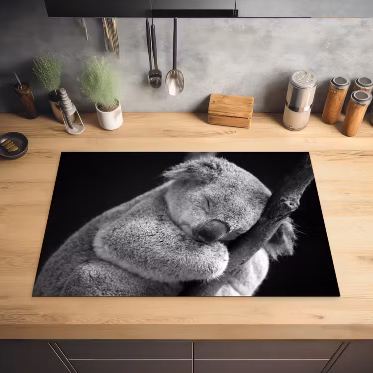 Zwart - Wit - Koala Inductie beschermer vinyl 3mm klein -sfeer5