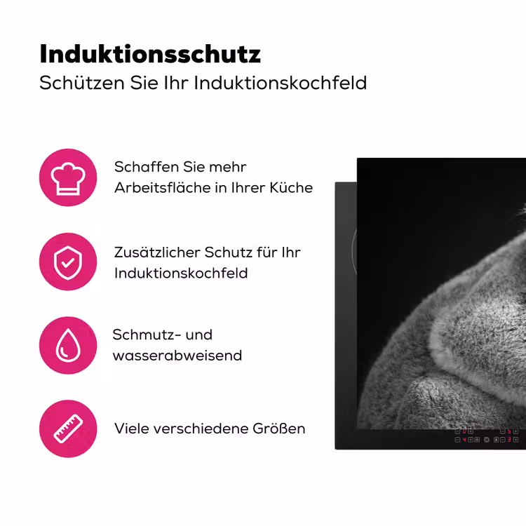 Zwart - Wit - Koala Inductie beschermer vinyl 3mm klein -zzzzzzz-lf-ups