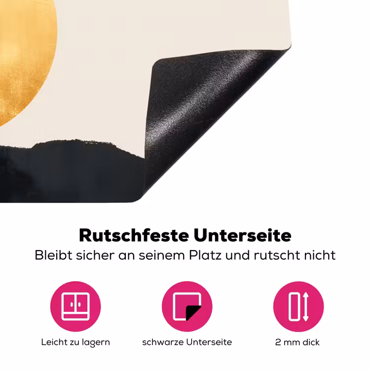 Zwarte boom - Gouden cirkel - Heuvel Inductie beschermer vinyl 3mm klein -zzzzzzz-lf-onderkant