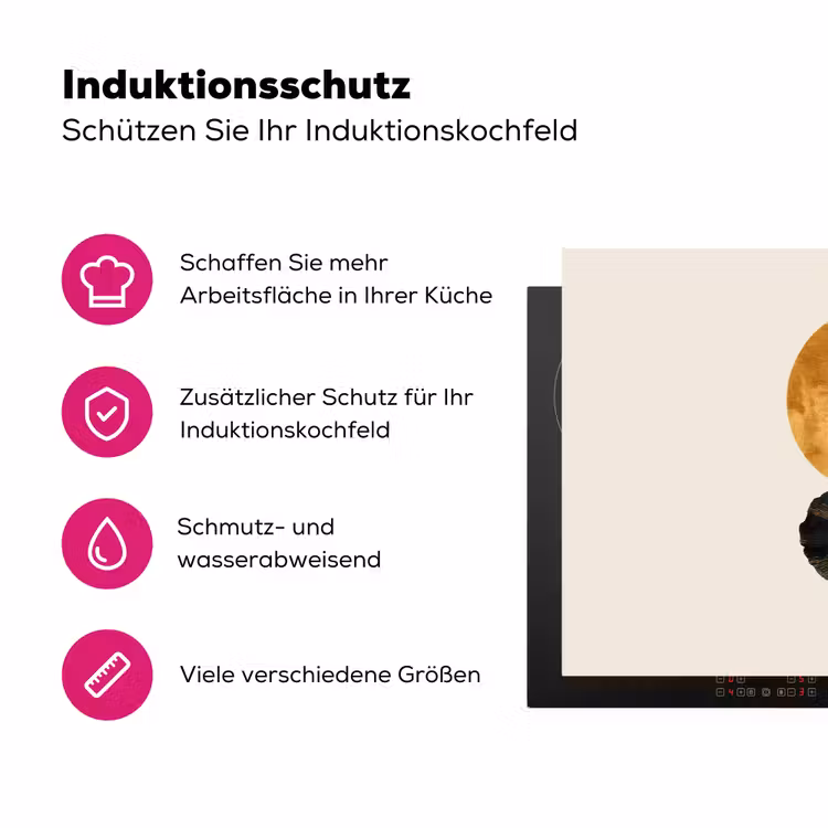 Zwarte kolibrie - Bloem - Gouden cirkel Inductie beschermer vinyl 3mm klein -zzzzzzz-lf-ups