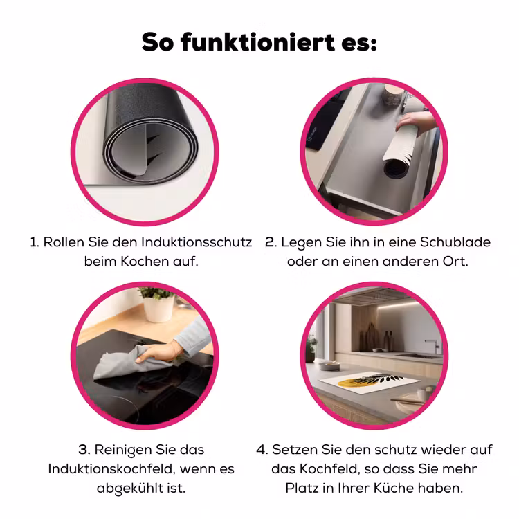 Zwart palmblad - Gouden cirkel - Beige achtergrond Inductie beschermer vinyl 3mm middel -zzzzzzz-lf-werking