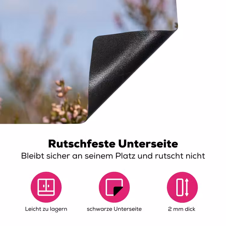 Roodborsttapuit - Heide - Paars - Natuur - Sfeervol Inductie beschermer vinyl 3mm klein -zzzzzzz-lf-onderkant