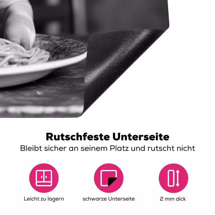 Varken - Schattig - Spaghetti - Zwart wit - Dier Inductie beschermer vinyl 3mm klein -zzzzzzz-lf-onderkant