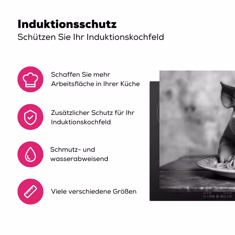 Varken - Schattig - Spaghetti - Zwart wit - Dier Inductie beschermer vinyl 3mm klein -zzzzzzz-lf-ups