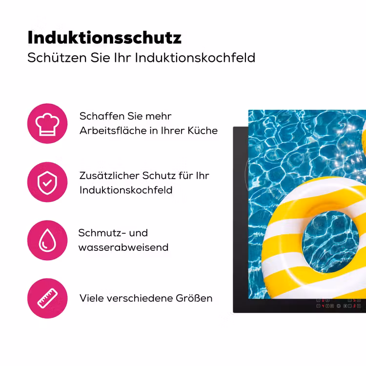 Zwembad - Zwembanden - Zomer - Geel - Blauw Inductie beschermer vinyl 3mm middel -zzzzzzz-lf-ups