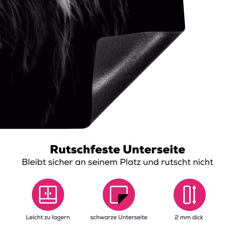 Schotse hooglander - Zwart Inductie beschermer vinyl 3mm klein -zzzzzzz-lf-onderkant