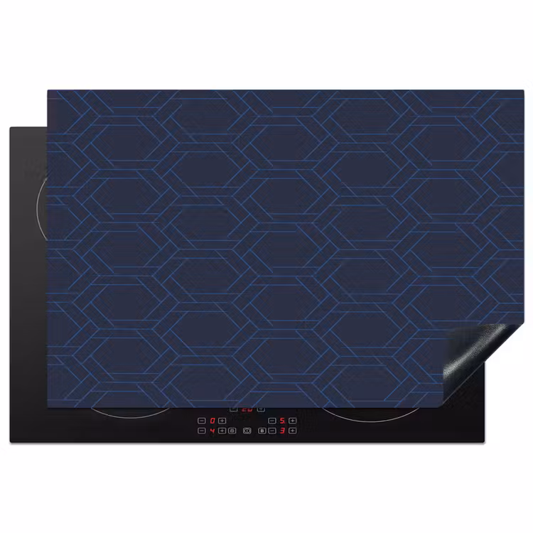 Hexagon - Patroon - Blauw Inductie beschermer vinyl 3mm klein 276 -3d