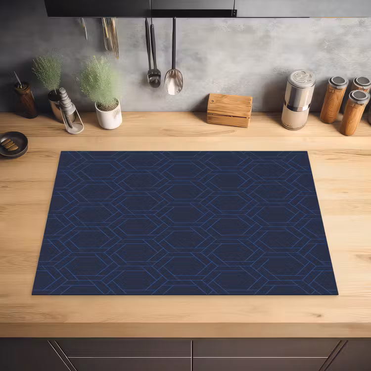 Hexagon - Patroon - Blauw Inductie beschermer vinyl 3mm klein 276 -sfeer5