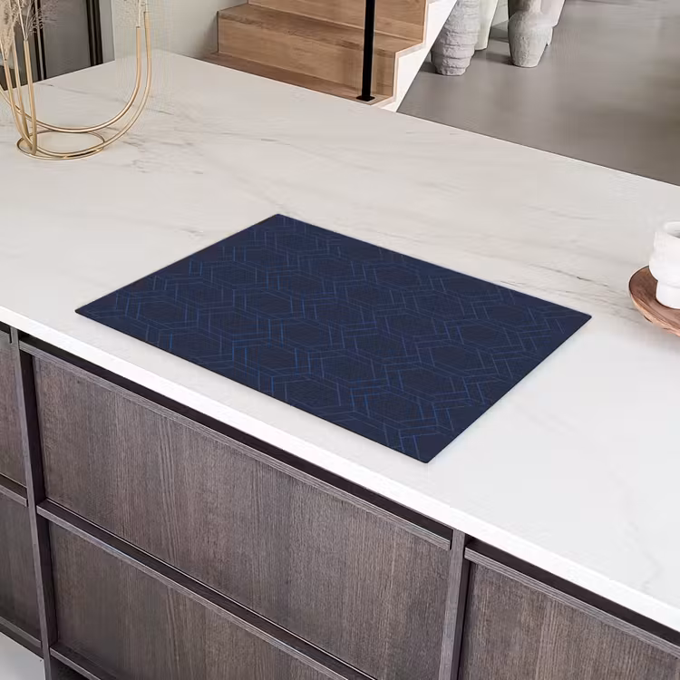 Hexagon - Patroon - Blauw Inductie beschermer vinyl 3mm klein 276 -sfeer8