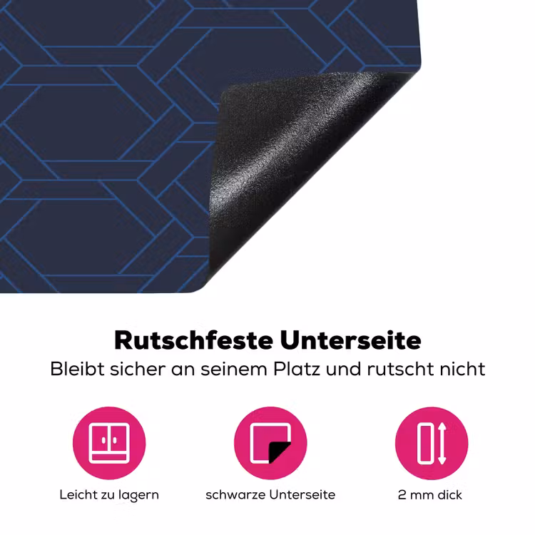 Hexagon - Patroon - Blauw Inductie beschermer vinyl 3mm klein 276 -zzzzzzz-lf-onderkant