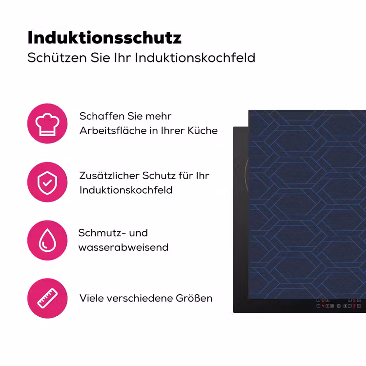 Hexagon - Patroon - Blauw Inductie beschermer vinyl 3mm klein 276 -zzzzzzz-lf-ups