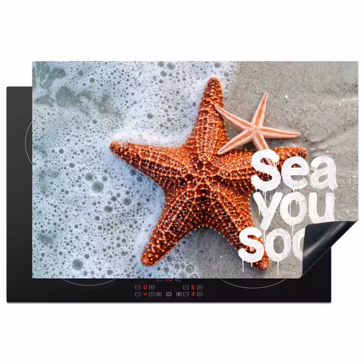 Sea you soon - Zeester - Zee Inductie beschermer vinyl 3mm klein -3d