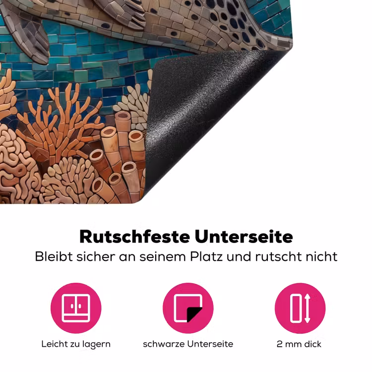 Zeehond - Mozaïek - Onderwater - Dieren - Blauw Inductie beschermer vinyl 3mm middel -zzzzzzz-lf-onderkant