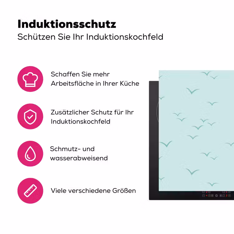 Meeuwen - Mint - Patroon Inductie beschermer vinyl 3mm klein 276 -zzzzzzz-lf-ups