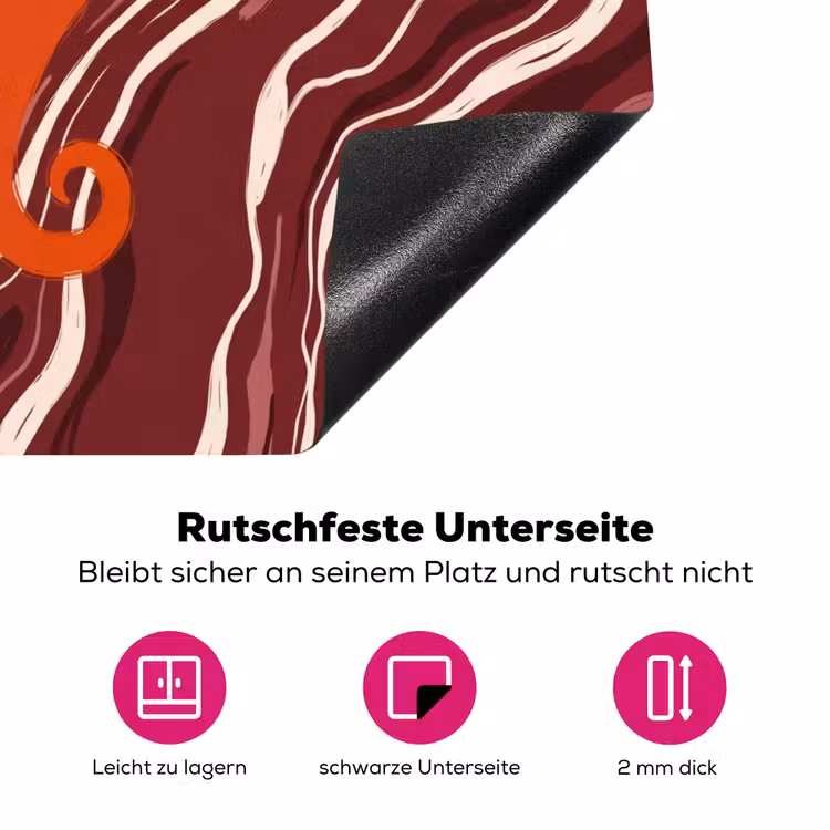 Zeepaardje - Golven - Zeeleven - Abstract - Oranje Inductie beschermer vinyl 3mm middel -zzzzzzz-lf-onderkant