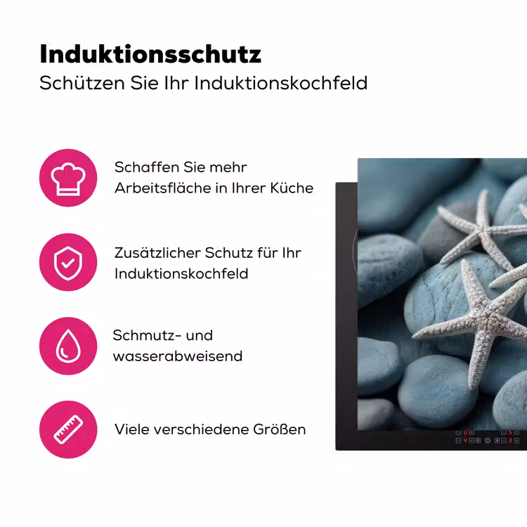 Zeesterren - Stenen - Wit Inductie beschermer vinyl 3mm klein -zzzzzzz-lf-ups