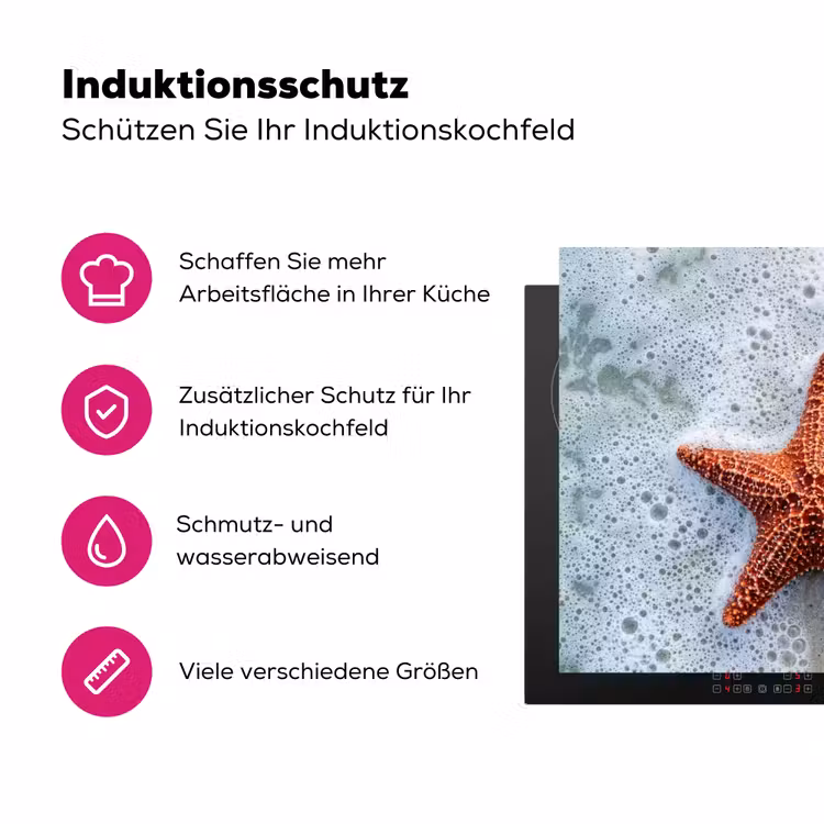 Zeester - Strand - Zee Inductie beschermer vinyl 3mm klein -zzzzzzz-lf-ups