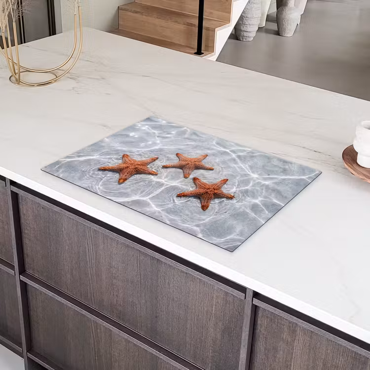 Zeesterren - Water - Helder Inductie beschermer vinyl 3mm klein -sfeer8