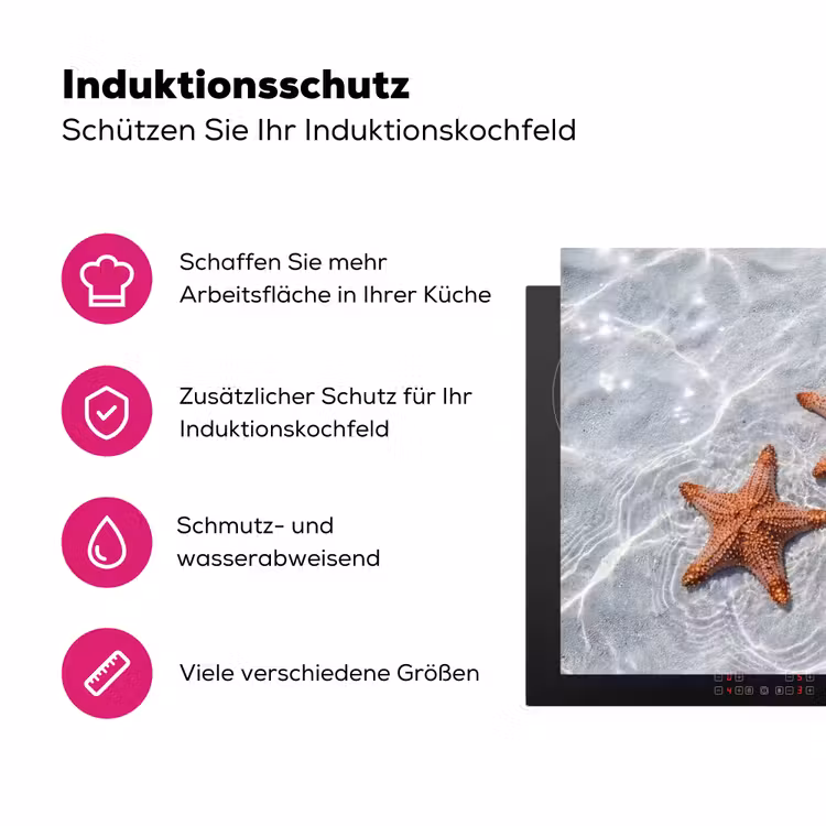 Zeesterren - Water - Helder Inductie beschermer vinyl 3mm klein -zzzzzzz-lf-ups