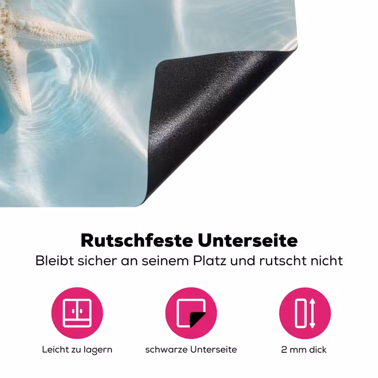 Zeesterren - Golvend water - Rustgevend Inductie beschermer vinyl 3mm klein -zzzzzzz-lf-onderkant