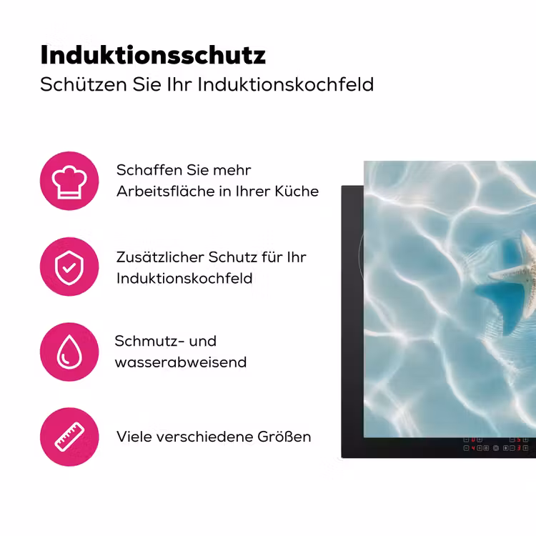 Zeesterren - Golvend water - Rustgevend Inductie beschermer vinyl 3mm klein -zzzzzzz-lf-ups