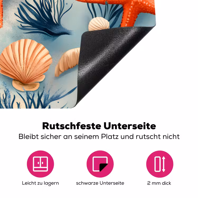 Zeesterren - Schelpen - Illustratie - Zand Inductie beschermer vinyl 3mm klein -zzzzzzz-lf-onderkant