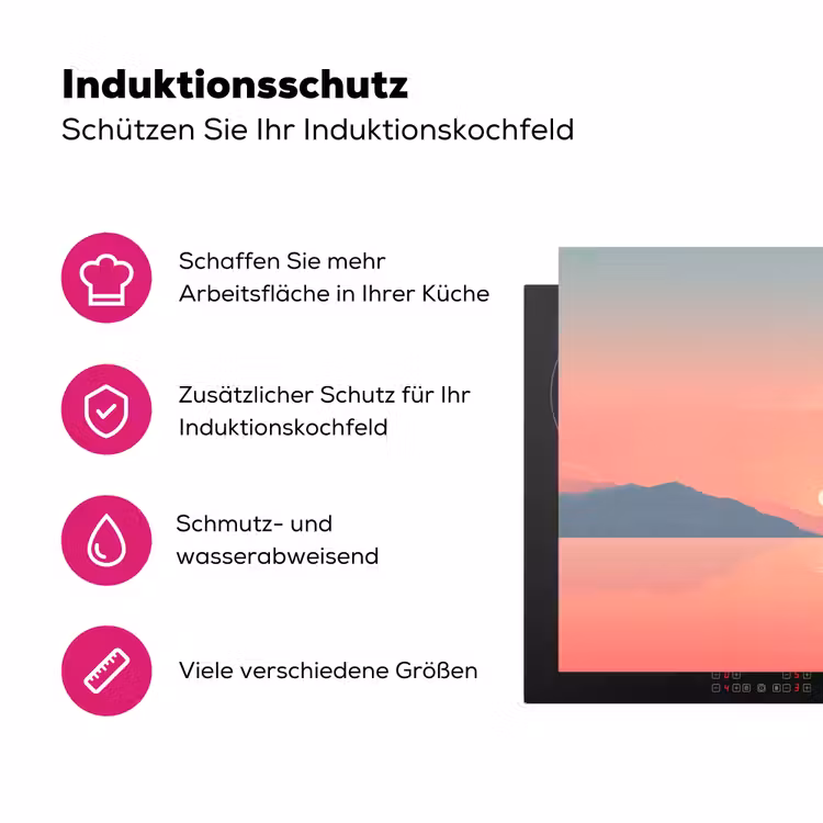 Zeilboot - Roze zee - Zonsondergang - Bergen Inductie beschermer vinyl 3mm klein -zzzzzzz-lf-ups