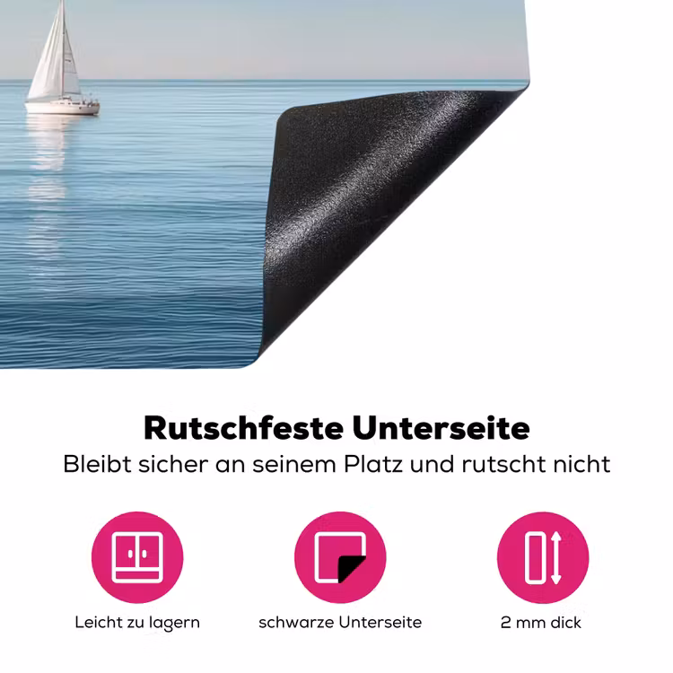 Zeilbootje - Kalme zee - Helderblauwe hemel Inductie beschermer vinyl 3mm klein -zzzzzzz-lf-onderkant