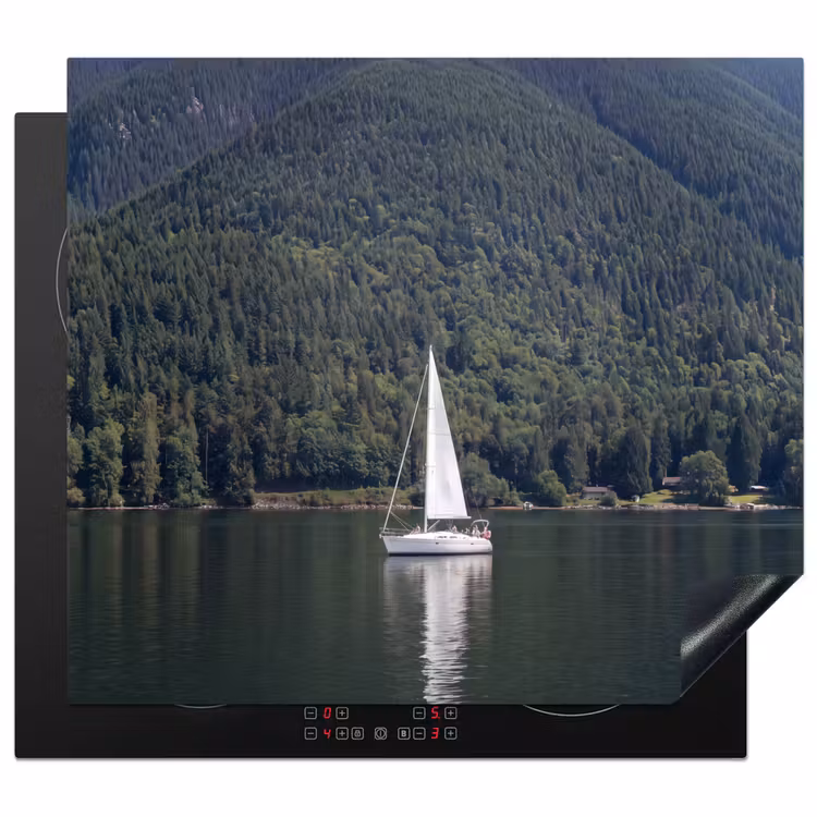 Zeilboot - Water - Bergen - Natuur - Groen Inductie beschermer vinyl 3mm middel -3d